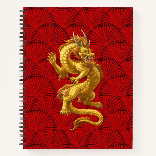 Chinesisches Gold Dragon Spiral Notebook Notizblock (Vorderseite)