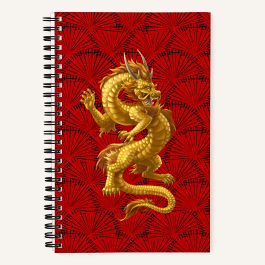 Chinesisches Gold Dragon Spiral Notebook Notizblock (Vorderseite)