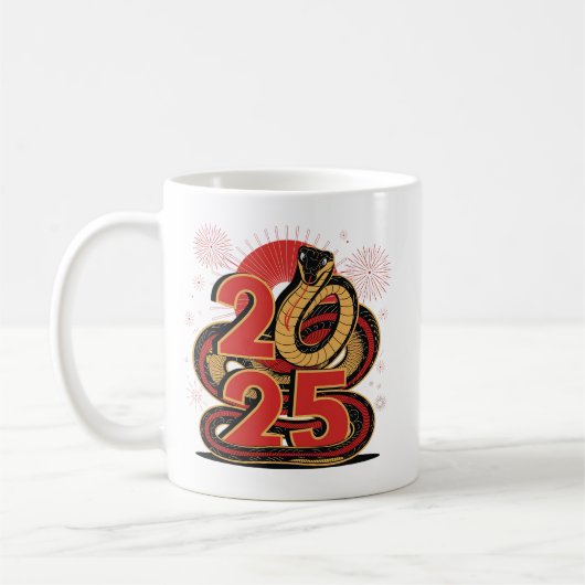 Chinesisches Gold Happy Montag Neujahr der Schlang Kaffeetasse (Links)