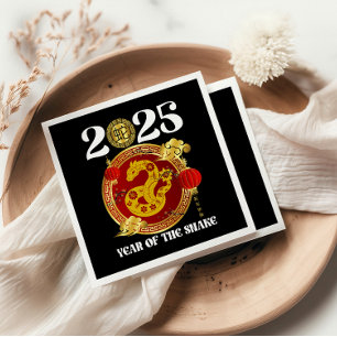 Chinesisches Gold Happy Montag Neujahr der Schlang Serviette