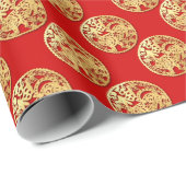 Chinesisches Gold-Papier-Schnitt Tiger Jahr wählen Geschenkpapier (Rolleneckpunkt)