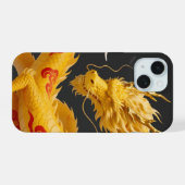 Chinesisches Gold Roter Drache Kunst Fantasy Desig iPhone 15 Hülle (Rückseite (Horizontal))