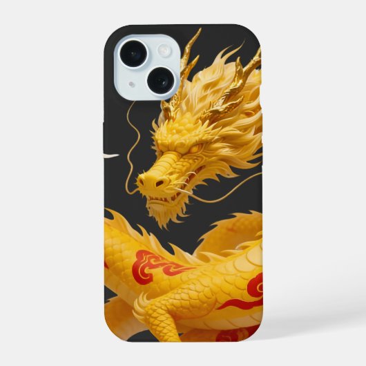 Chinesisches Gold Roter Drache Kunst Fantasy Desig iPhone 15 Hülle (Rückseite)