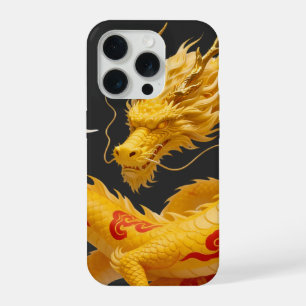 Chinesisches Gold Roter Drache Kunst Fantasy Desig iPhone 15 Pro Hülle