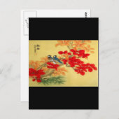 Chinesisches Gold und Rote Flora Postkarte (Vorne/Hinten)