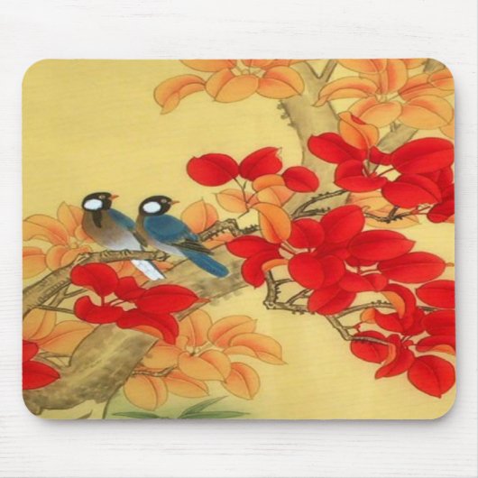 Chinesisches Gold und rotes Blumen Mousepad (Vorne)