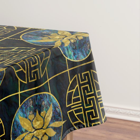 Chinesisches goldenes LuxusLotus auf Ohrschnecke Tischdecke (Beispiel)