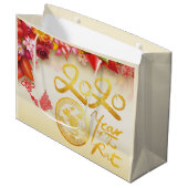 Chinesisches Goldpapier-Schnitt Rat 2020 L Geschen Große Geschenktüte (Vorderseite Schrägansicht)