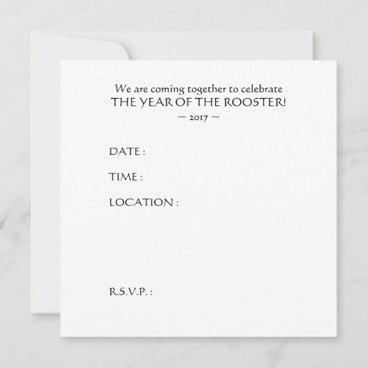 chinesisches Hahnensymbol Einladung (Rückseite)