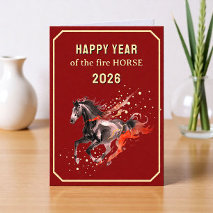 Chinesisches Happy Jahr des Feuerpferdes 2026 Feiertagskarte