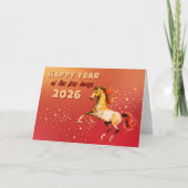 Chinesisches Happy Jahr des Feuerpferdes 2026 Karte (Vorderseite)