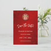 Chinesisches Hochzeitrogold Save The Date (Stehend Vorderseite)