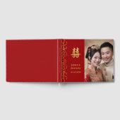 Chinesisches Hochzeitsalbum in Rot-Gold, Doppel-Fo Gästebuch (Voll)