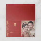 Chinesisches Hochzeitsalbum in Rot-Gold, Doppel-Fo Platzkarte (Außenseite Aufgefaltet)