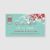Chinesisches Hochzeitsbamboo Modernste Save the Da Magnetkarte (Vorderseite)