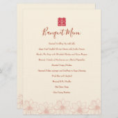 Chinesisches Hochzeitsbankett in beige und Rot Menükarte (Vorne/Hinten)