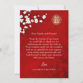 Chinesisches Hochzeitsheim Cherry Blossom Dankeskarte (Rückseite)