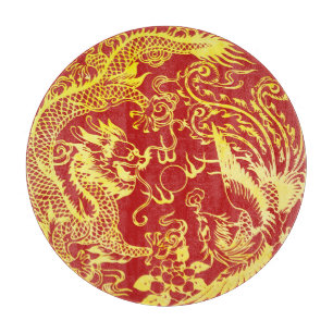 Chinesisches Hochzeitslogo Drache Phönix Schneidebrett