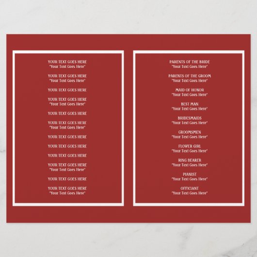 Chinesisches Hochzeitsprogramm für doppeltes Glück (Rückseite)