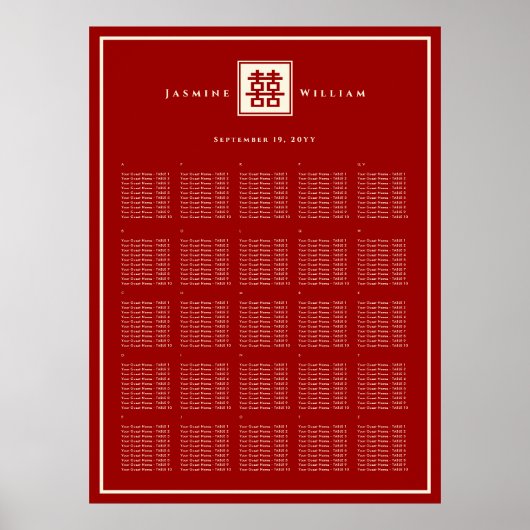 Chinesisches Hochzeitsstift für Red Double Happy Poster (Vorne)