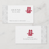 Chinesisches Hochzeitstisch mit doppeltem Glück Platzkarte (Vorne/Hinten)