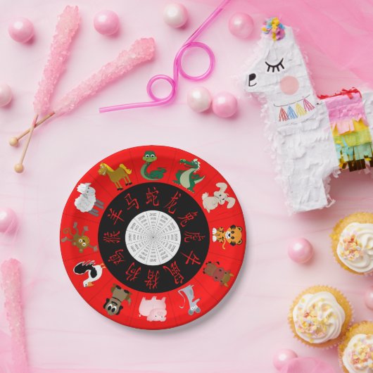 Chinesisches Horoskop Pappteller (Party)