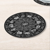 Chinesisches Horoskop Zodiac Wheel Runder Pappuntersetzer (Angewinkelt)