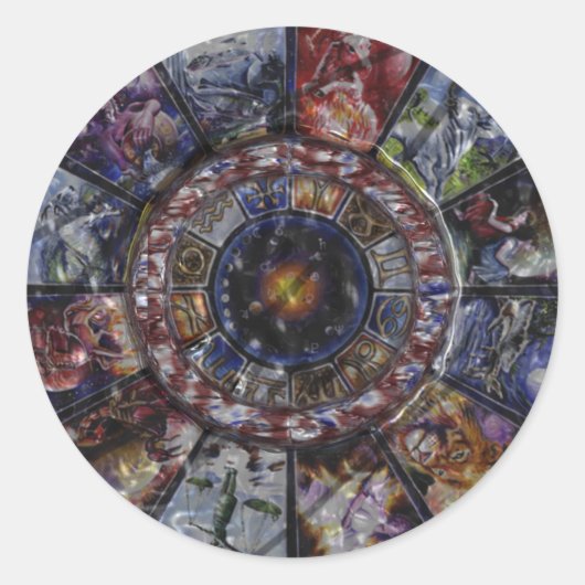 Chinesisches Horoskop Zodiac Wheel Sitckers Runder Aufkleber (Vorderseite)