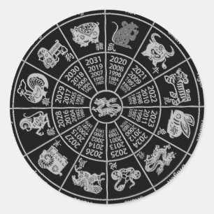 Chinesisches Horoskop Zodiac Wheel Sitckers Runder Aufkleber