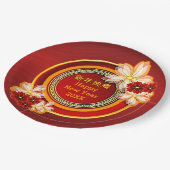 Chinesisches Jahr 20XX Blumenklassiker 9" P Pappteller (Schrägansicht)