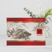 Chinesisches Jahr der benutzerdefinierten Schweine Feiertagskarte (Stehend Vorderseite)