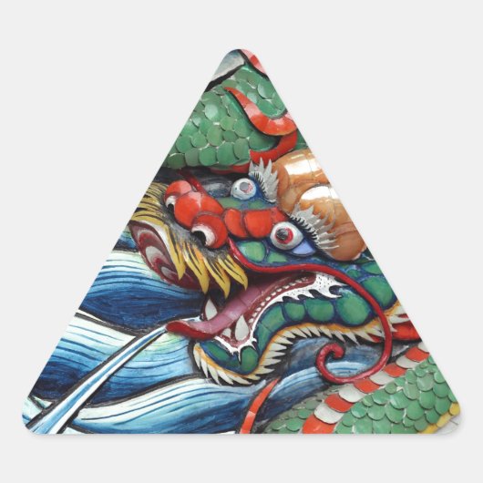 Chinesisches Jahr der Drachentür Dreieckiger Aufkleber (Vorderseite)