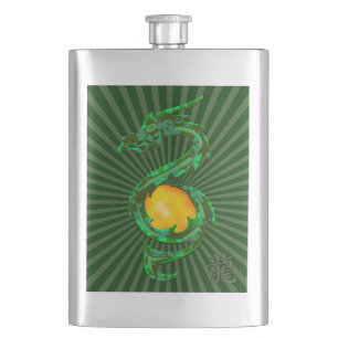 Chinesisches Jahr der Dragon Jade Green Flachmann