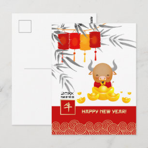 Chinesisches Jahr der Ochse   Benutzerdefiniertes  Postkarte