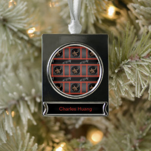 Chinesisches Jahr der Ochse - stark Banner-Ornament Silber