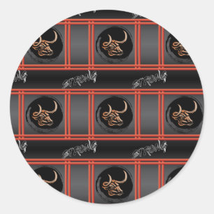 Chinesisches Jahr der Ochse - stark Runder Aufkleber