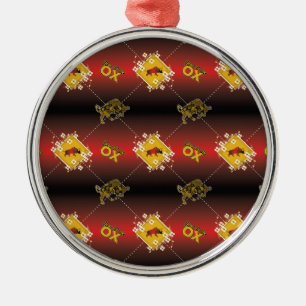 Chinesisches Jahr der Ox Elegant Floral Ornament Aus Metall