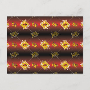 Chinesisches Jahr der Ox Elegant Floral Postkarte