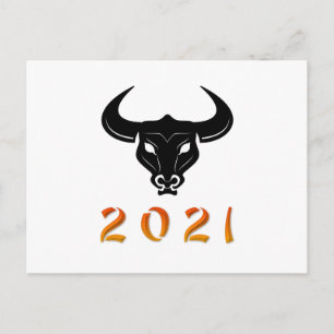 Chinesisches Jahr der Ox-Silhouette 2021 Postkarte