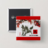 Chinesisches Jahr der Pferdegeschenk-Knöpfe Button (Vorne & Hinten)