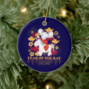 Chinesisches Jahr der Ratte 2020 Einhorn Keramik Ornament