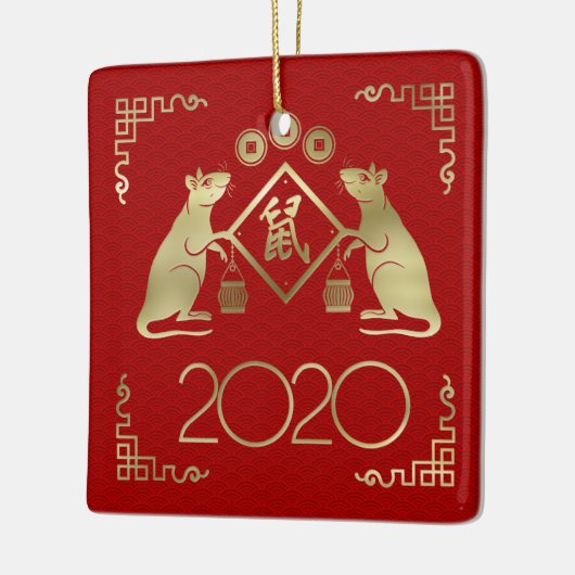 Chinesisches Jahr der Ratte 2020 Keramikornament (Links)