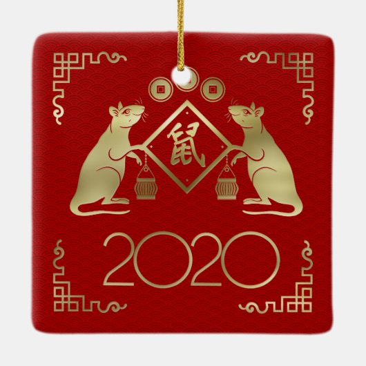 Chinesisches Jahr der Ratte 2020 Keramikornament (Rückseite)