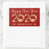 Chinesisches Jahr der Ratte 2020 Rechteckiger Aufkleber (Tasche)
