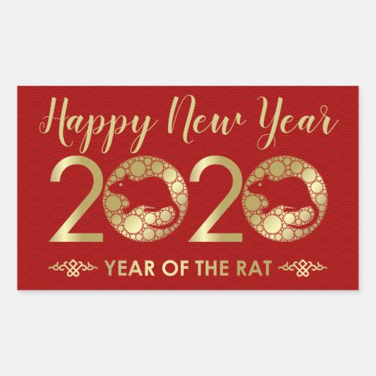 Chinesisches Jahr der Ratte 2020 Rechteckiger Aufkleber (Vorderseite)
