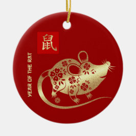 Chinesisches Jahr der Ratte | Geschenk für ein ben Keramik Ornament