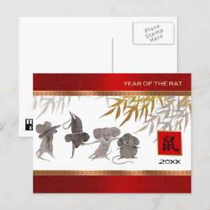 Chinesisches Jahr der Ratte   Postkarten für das b