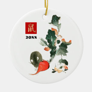 Chinesisches Jahr der Ratte  Sondergeschenk Keramik Ornament