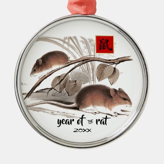 Chinesisches Jahr der Ratten Geschenkschmuck Ornament Aus Metall (Vorne)