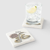 Chinesisches Jahr der Schlange Tierkunst Steinuntersetzer (Seitenansicht)